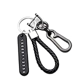 Packing list: 1 keychain LSHMING DIY Mobile Phone Number Plate Pendant Keychain for Men Punk Simple Woven Leather Rope(Style 1)