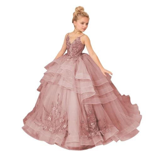 Girls' Special Occasion Dresses Long Kids Girls Flower Girl Dress Spaghetti Strap Pageant Birthday Party Ball Gown