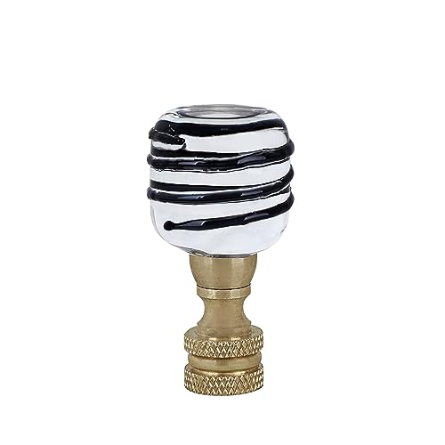 Image of Aspen Creative 24025-11 24025-21, Clear with Black Line Glass Lamp Copper, 2 inch Tall Finial, Clear & Black