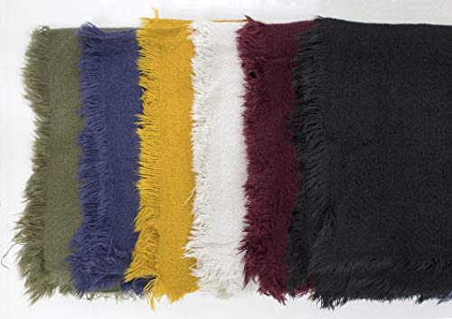 stylesilove Women Solid Color Frayed Edges Woven Blanket Scarf Autumn Winter Soft Wrap Shawl4