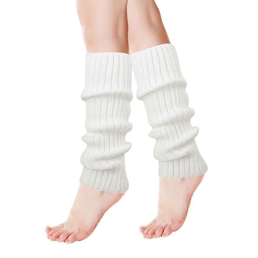 meioro2Pcs Women Girl's Leg Warmers, Neon Ribbed Leg Socks，Women Knit Legwarmers, Boot Socks for Party,Yoga Knee High Socks