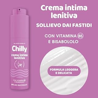 Chilly, Crema Intima Lenitiva, con Vitamina B5 e Bisabololo, Azione Idratante e Calmante, Dona Sollievo dai Piccoli Fastidi Intimi, Texture Fluida e Vellutata, pH5, Ideale per Uso Quotidiano, 50 ml