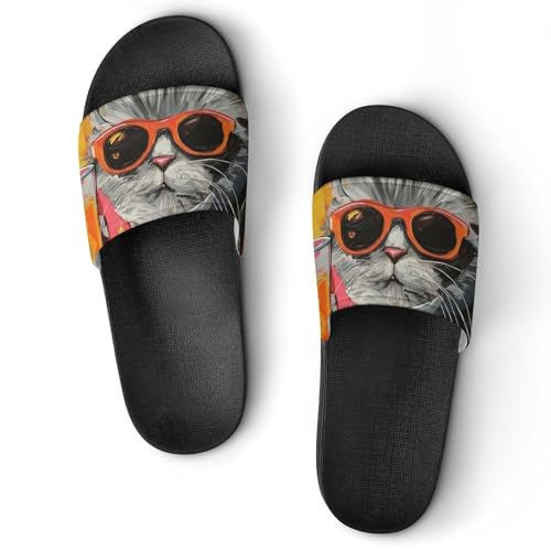 Claquettes Jus de chat noir Pantoufles Unisexe Antidérapantes de Maison 37