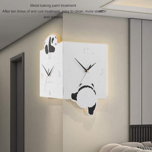 Horloge murale d'angle double face silencieuse en métal 26x32