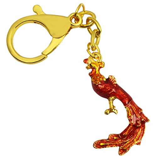Juanxian Feng Shui Rising Phoenix Keychain Flaming Fire Bird Rising Fantasy Keychain, 4.2 x 0.98