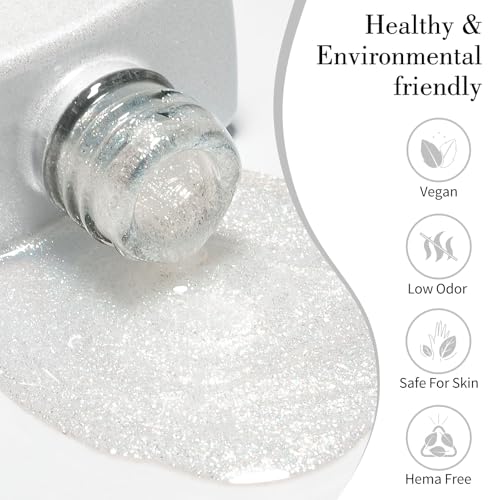Image of CANNI 9ml Pearl Glitter White Gel Nail Polish High Gloss UV LED SoakOff Gel