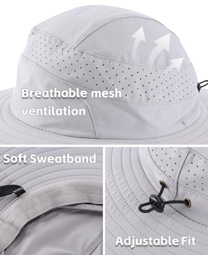 Image of Connectyle UPF 50+ Wide Brim Sun Hat for Men Women UV Protection Bucket Hats Outdoor Breathable Safari Hat for Fishing Hiking