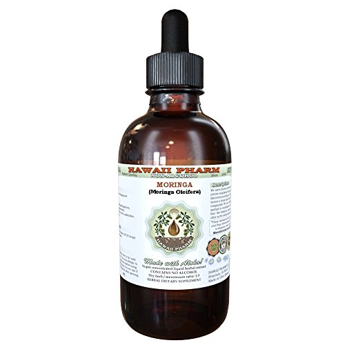 Moringa Alcohol-Free Liquid Extract, Moringa (Moringa Oleifera) Leaf Glycerite Natural Herbal Supplement, Hawaii Pharm, USA 2 oz