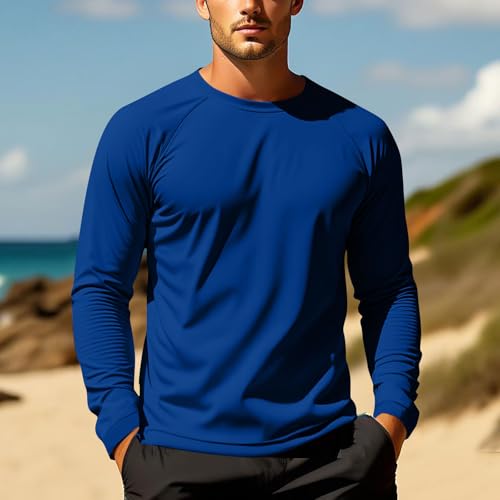 Mens Long Sleeve Sun Protection Shirts Athletic Lightweight T-Shirt Plain Loose Fit Pullover Hiking Running Workout4