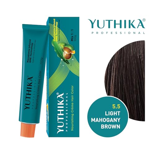 Image of Yutika Professional Creme Hair Color 100gm Light Mahogany Brown 5.5 