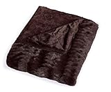 Cathay Home Lofty Luxe Faux Fur Blanket, King, Chocolate