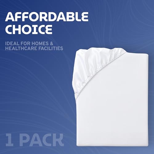 Image of White Classic Fitted Hospital Bed Sheet, Soft Jersey Knitted T-Shirt Quality [1 Pack]
