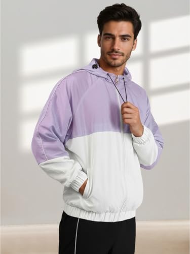 Image of CHKOKKO Sunscreen Jacket for Men Windcheater Hooded Zipper Sports Jacket | UV Protection | Sun Protective | Lightweight Water Resistant | Riding Biker | Outdoor Travel Gym Running