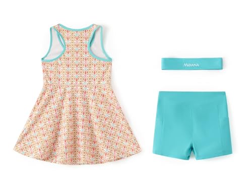 Image of Disney Frozen Elsa Princess Stitch Minnie Girls Tennis Dress Sleeveless Golf Outfit with Shorts Pocket & Headband 2-9 Years