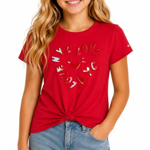 Image of DKNY Girls Tshirt Cotton Blend Short Sleeve Crewneck Graphic Fashion Tee