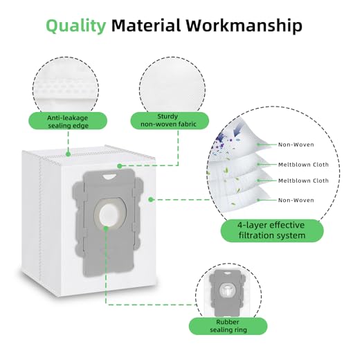 Image of 14 Pack i7 415X 104 Replacement Vacuum Bags Compatible with iRobot Roomba