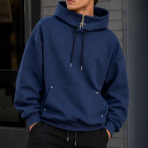 Sudadera con capucha extragrande para hombre informal azul XXL 2