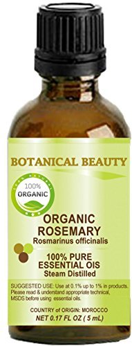 Organic ROSEMARY Essential Oil. 100% Pure Therapeutic Grade, Premium Quality, Undiluted, Steam Distilled. 0.17 Fl.oz.- 5 ml. by Botanical Beauty.