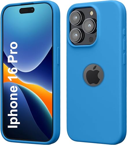 Image of SBMS Liquid Silicone Case for iPhone 16 Pro 6.3-Inch, Logo Cut Silky-Soft Touch Full-Body Protective Phone Case, Shockproof Back Cover for iPhone 16 Pro (Logo Cut Yale Blue)