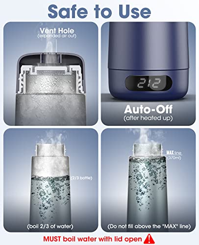 Travel Kettle, Portable Electric Kettle Small Water Boiler For Travel And Work, With Temperature Control And Lcd Display, 370Ml And 316 Stainless Steel #TOP4