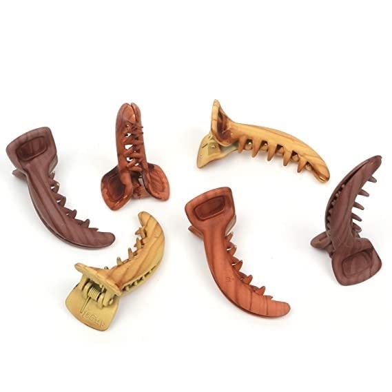 Styling fashion Daily use small size banana hair clip combo for girls and women(pack of 6 woodcolour 2inch)-image-22