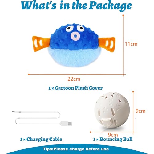 HEYIDAMAI Bewegendes Hundespielzeug, Hundespielzeug Beweglich Elektrisch, Aktives Bewegliches Haustier Plschspielzeug mit Klang und Hüpferei für Hunde Katzen