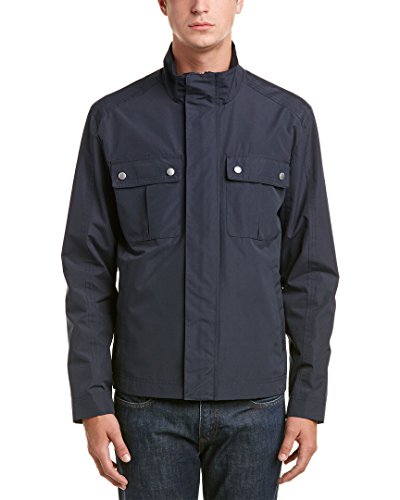 Cole Haan Signature Men's Stand Collar City Rain Jacket, Navy, Large