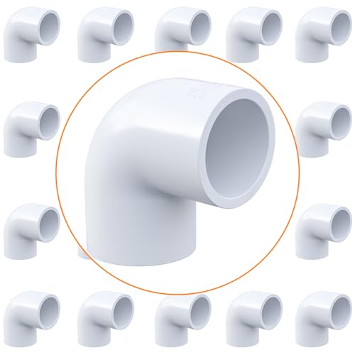 mychoiii 20 Pack White 3/4 inch 90 Degree Elbow Pipe Fittings, 2 Way Right Angle PVC Pipe Elbow Socket x Socket Furniture Build Grade SCH40 PVC Fitting Connectors for DIY PVC Shelf Garden Support
