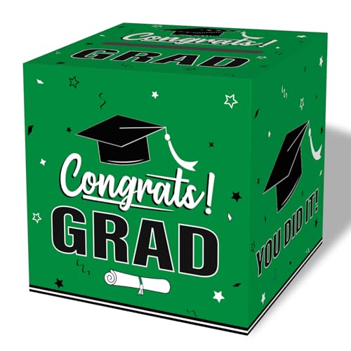 Image of Graduation Card Box 2026, Green Foldable Cardboard Card Box for Party, 2026 Graduation Party Decorations, Green Graduation box