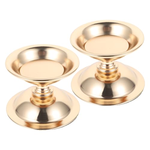 Garneck 2 Juegos Candelero Centros De Mesa Linternas Decoración Decoraciones Accesorios De Velas Plato De Vela Sujetavelas Vela De Boda Velas Cónicas Golden Planchar 2 Piezas * 2 - imagen 3