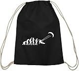 kitesurfen lernen urlaub  Shirtstreet24, EVOLUTION KITESURFEN,Kitesurfer kiten Baumwoll natur Turnbeutel Rucksack Sport Beutel, Größe: onesize,schwarz natur