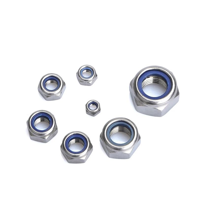 2/5/25pcs M2 M2.5 M3 M4 M5 M6 M8 M10 M12 M16 304 Stainless Steel Black Hex Insert Lock Nut Self-locking Nut Locknut(M3 25pcs)