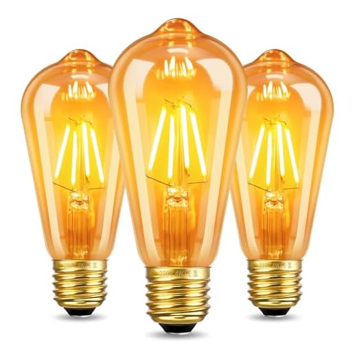SCNNC Edison Vintage Glühbirne E27 ST64 Dimmbar 4W Filament Edison LED 230V Retro 400LM Warmweiß 2700K, Ersetzt 40W, Deko Glühbirne E27 LED Vintage für Café, Bar, Zuhause, Restaurant, 3 Stück