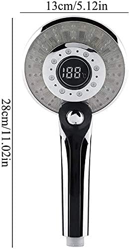 LED Digital Shower Handheld Portable Hand Held Shower Tool Head with 3-Color Temperature Control LED Light 3 Spraying Modes Water-Saving Shower Head with Digital Temperature Sensor Display - Image 5
