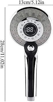 Comely LED Digital Shower Handheld Portable Hand Held Shower Tool Head | 3-Color Temperature Control LED Light 3 Spraying Modes Water-Saving Shower Head with Digital Temperature Sensor Display