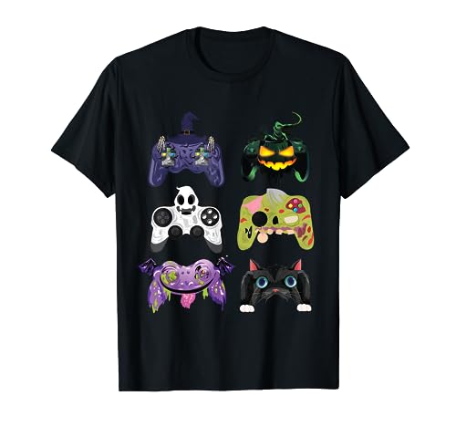 Controladores de juegos de Halloween Cat Witch Boo Zombie Camiseta