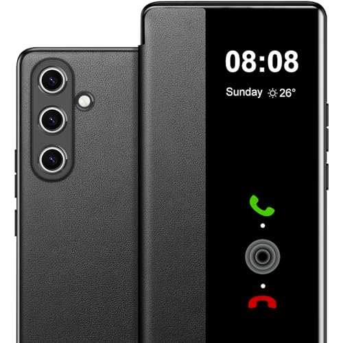 Nshkeji Funda para Samsung S26 Funda S View, Clear View Flip Cuero para Samsung Galaxy S26 5G Funda, Lujo Extrafino Resistente a Golpes Resistente a los Arañazos Funda Case Clear S View