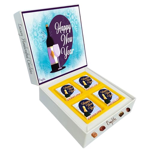 Image of Expelite Merry Christmas and Happy New Year Chocolate Gift Box - 4 pc Merry Christmas and Happy New Year Gift For Girlfriend, Boyfriend
