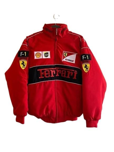 Image of Red F1 Speed Printed Jacket | Motorsport & Streetwear Fusion | Racing Sport Jacket for Men | Bomber Motorsports Vintage Jacket for Women