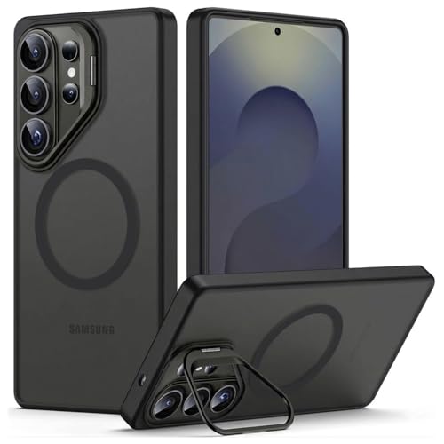 Image of DIZORO Compatible with Samsung Galaxy S26 Ultra 5g Case, Compatible with Wireless Charging, with Camera Stand, Military Grade Drop Tested,Translucent Hard Back Soft Edge Back Cover (Black)