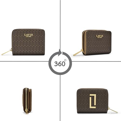 Image of Lavie Luxe Women's Mono Flap25 Small Zip Around Zip Wallet | Gift for Women