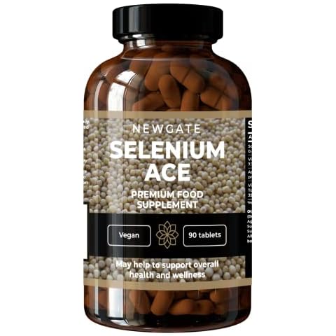 Selenium ACE 90 Vegan Tablets - Premium Nutritional Supplement - with Vitamin A, C and E - Immunity Support & Thyroid Health - Halal - Made in The UK - GMP Certified Cover