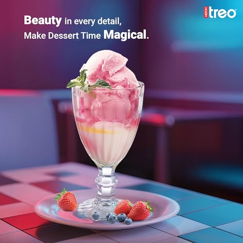 Image of Treo by Milton Glace Goblet 300 ml I Tall Dessert Bowls with Wide Mouth for Easy scooping Ideal for Serving Sundaes ice Cream or Layered Desserts I for cafes, Parties, or Treats at Home I Set of 6