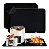 2 Stück Feuerfeste Unterlage,Hitzebeständige Unterlage,Gloryit Glasfasersilikon Hitzeschutzmatte, Geeignet für Mikrowellenherde, Kaffeemaschinen und Heißluftfritteusen. (Schwarz, 60 x 40 cm)