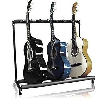 Best Choice Products 7-Guitar Folding Portable Storage Organization Stand Rack Display Decor for Acoustic, Bass, Electric Guitars w/ Padded-Foam Rails – Black - Les Beatles, Paul McCartney, John Lennon, RIngo Starr, George Harrison