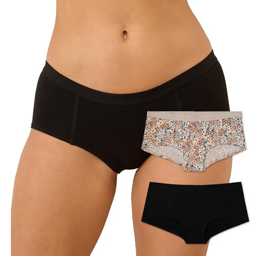 Image of Pact Women's Organic Cotton Boy Shorts Underwear, Full Coverage Low Rise Panties, 2 Pack