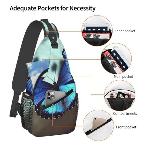 Bolso Cruzado Para Hombre Estilo Diagonal Azul Mariposa miniatura 4