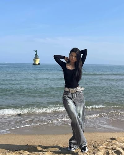 EMMIOL Baggy Jeans for Women, Mid Rise Wide Leg Jeans Plus Size Boyfriends Denim Pants, Y2K Vintage Style4