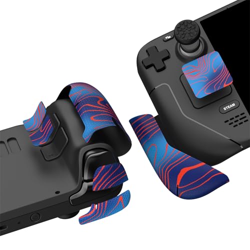 Image of PlayVital Premium Split Handle Grips Soft Rubber Grip Pads for Steam Deck LCD & OLED, Trackpads Skin Grip Trigger Back Button Grip with Thumb Grips - Hexagonal Diamond Textured Damascuscamo