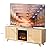 VINGLI Fireplace TV Stand for TVs Up to 75 inch, Rattan TV Stand with Electric Fireplace, Boho Modern Entertainment Center (70" x 24" x 14‘’, Oak, Comes in 2 Boxes)
